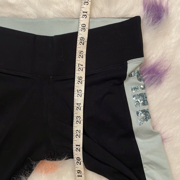 PINK Victoria’s‎ Secret Sequins Cropped Black & Teal Leggings Size Medium - Picture 9 of 9